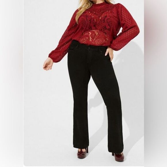 Torrid Red Lace Blouse, Long Sleeve, Puff Sleeves, Vintage inspired - Picture 2 of 16